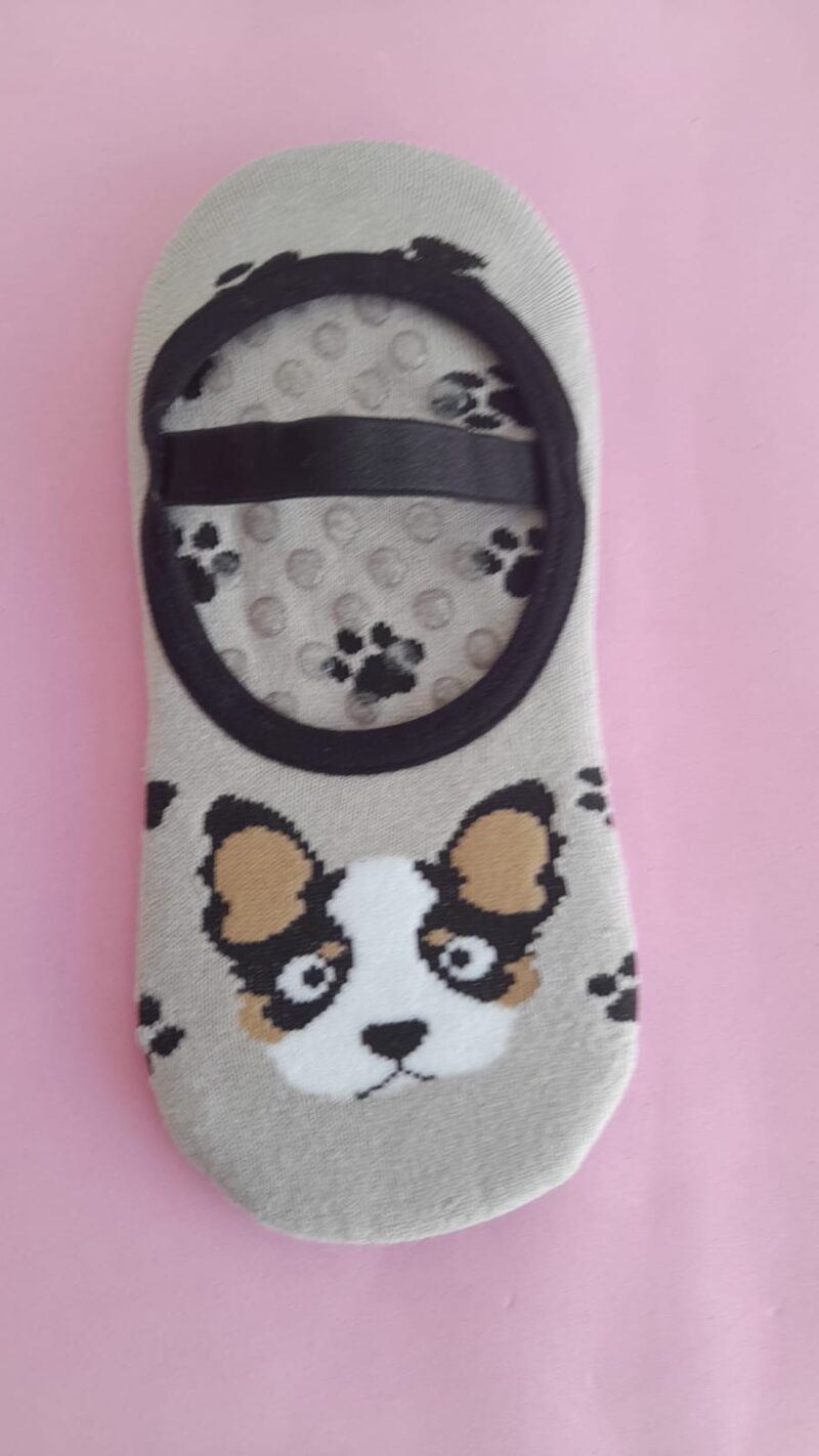 Meia Sapatilha Antiderrapante Com Alça - Estampa Cachorrinho